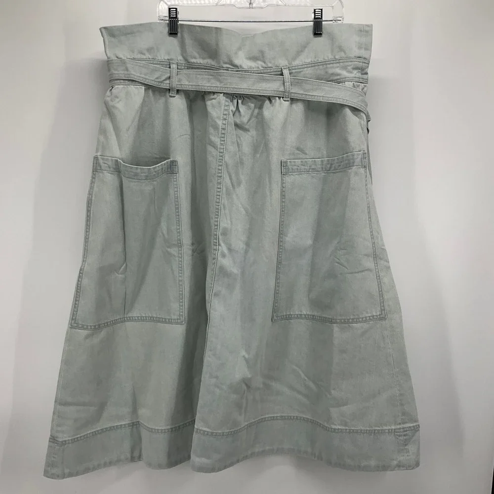 Rachel Antonoff Denim Maxi Skirt Sz 8 Foldover Tie Waist Y2K Pockets Cottagecore